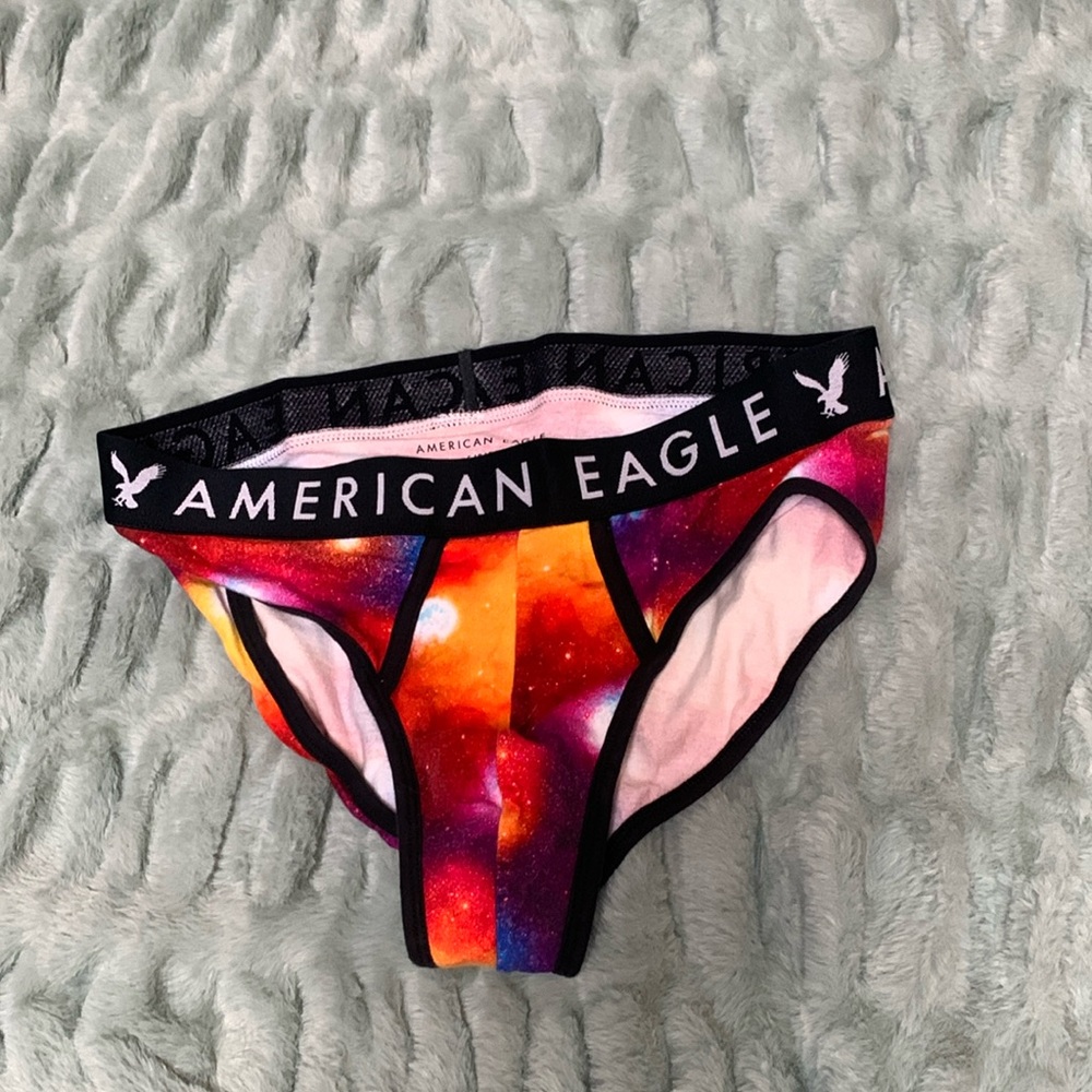 American Eagle men’s small briefs orange galaxy underwear